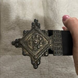 Black Belt with Ornate Silver Buckle